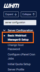 WHM Basic WebHost Manager Setup