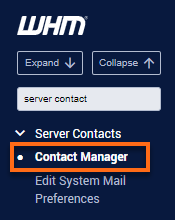WHM - Server Contacts