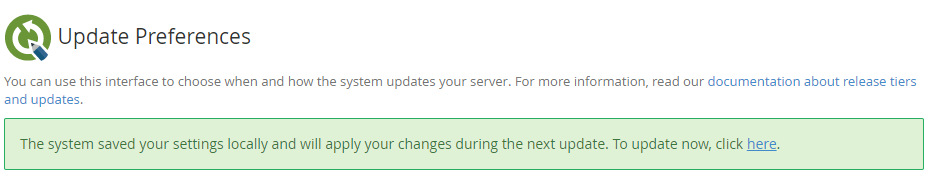 WHM Server Configuration Green Alert