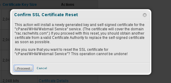 Reset SSL Certificate