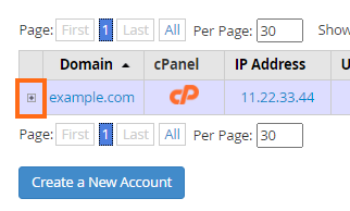 WHM - Expand account details