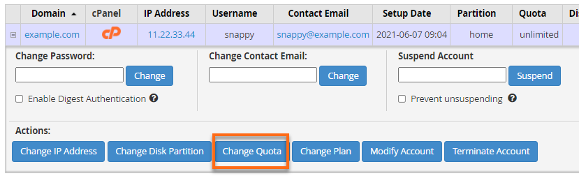 Change quota Button