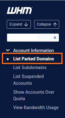 List parked domains