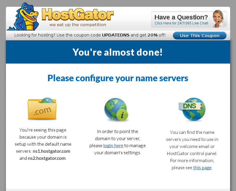 what is my mail server name hostgator my website