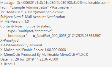 Windows Dedicated Server MailEnable Email Header Information