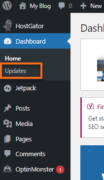 WordPress Dashboard - Updates