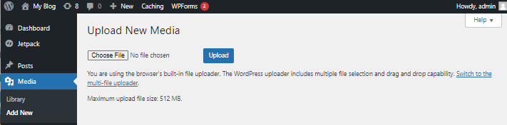 WordPress - Media - Browser Uploader - Choose File