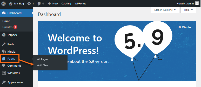 WordPress - Pages - Add New