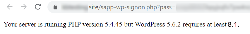 Your server is running PHP version 5.4.45, but WordPress 5.6.2 requires at least 8.1.