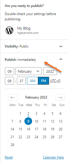 WordPress - Publish Settings - Today or later date?