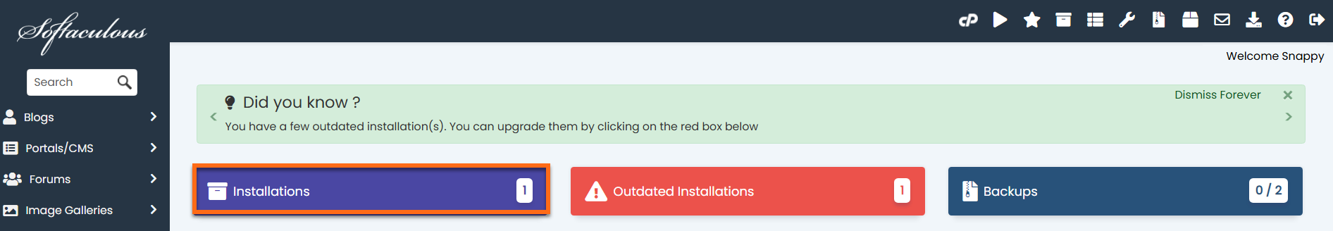 Softaculous - Installations Box