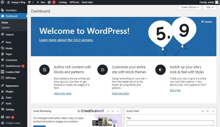 WordPress  Dashboard