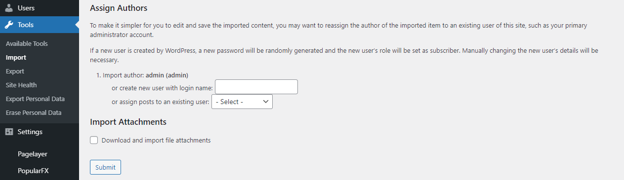 WP Dashboard Assign Authors