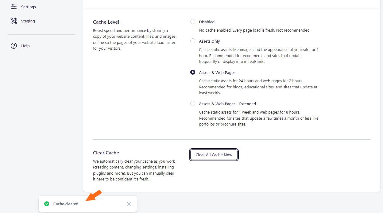 Caching and clearing cache with the HostGator plugin