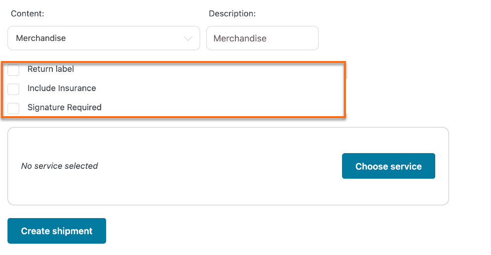 Return label option