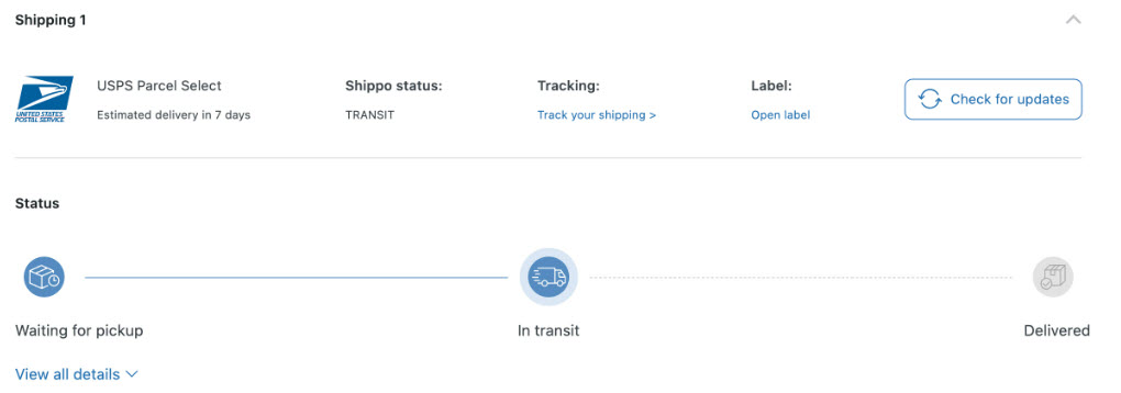 Shipping tracking and status